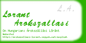 lorant arokszallasi business card